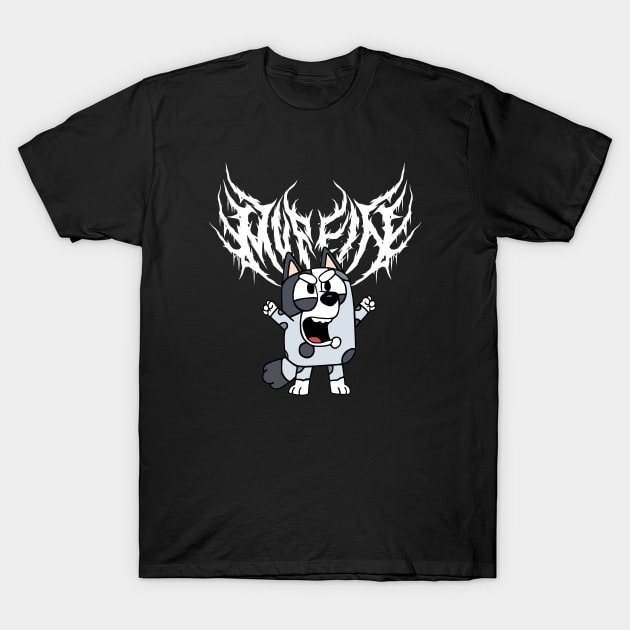 Muffin Black Metal Bluey T-Shirt by flataffex